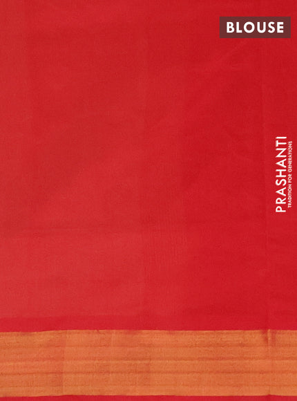 Sandal & Red Semi Silk Cotton Saree - Buttas