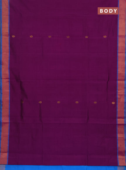 Purple & Cs Blue Semi Silk Cotton Saree - Buttas