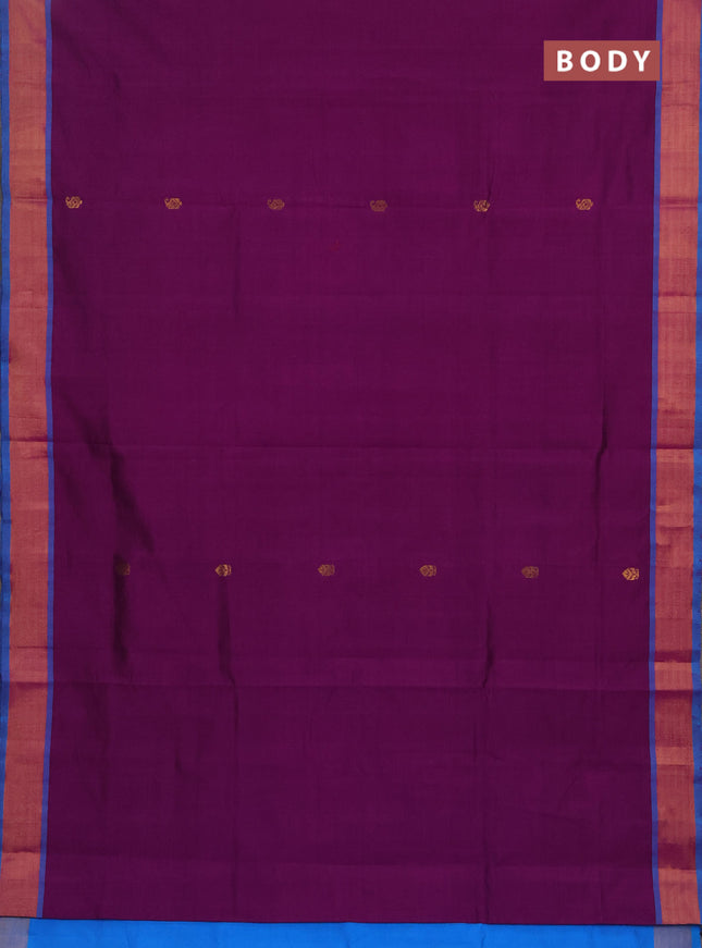 Purple & Cs Blue Semi Silk Cotton Saree - Buttas