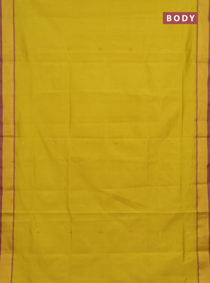 Yellow & Purple Semi Silk Cotton Saree - Buttas