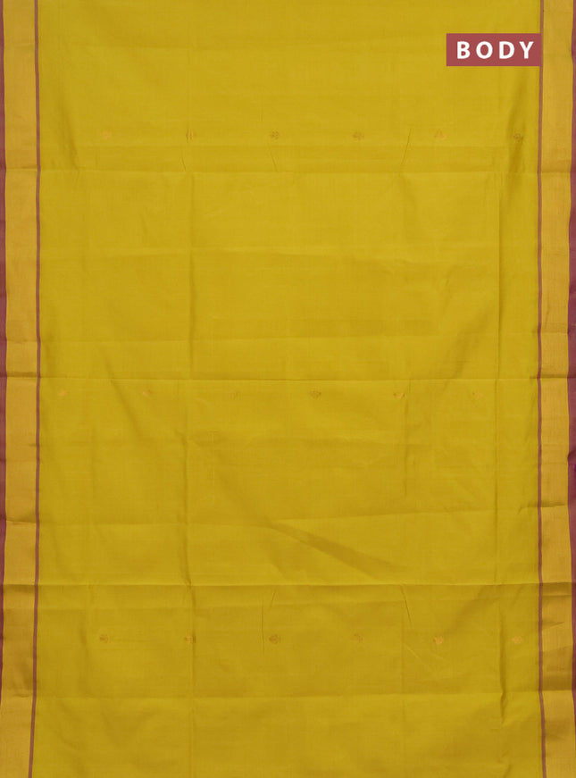 Yellow & Purple Semi Silk Cotton Saree - Buttas