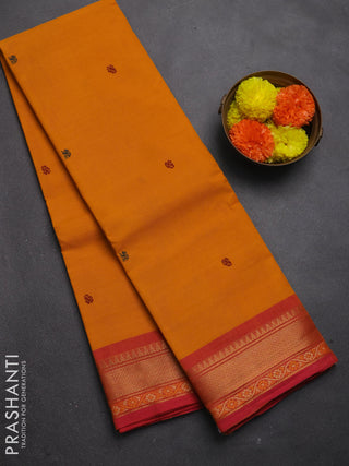 Bottle Green & Orange Semi Silk Cotton Saree - Buttas