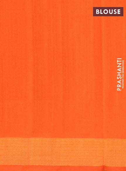 Bottle Green & Orange Semi Silk Cotton Saree - Buttas