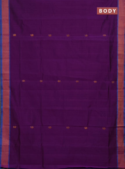 Purple & Cs Blue Semi Silk Cotton Saree - Buttas