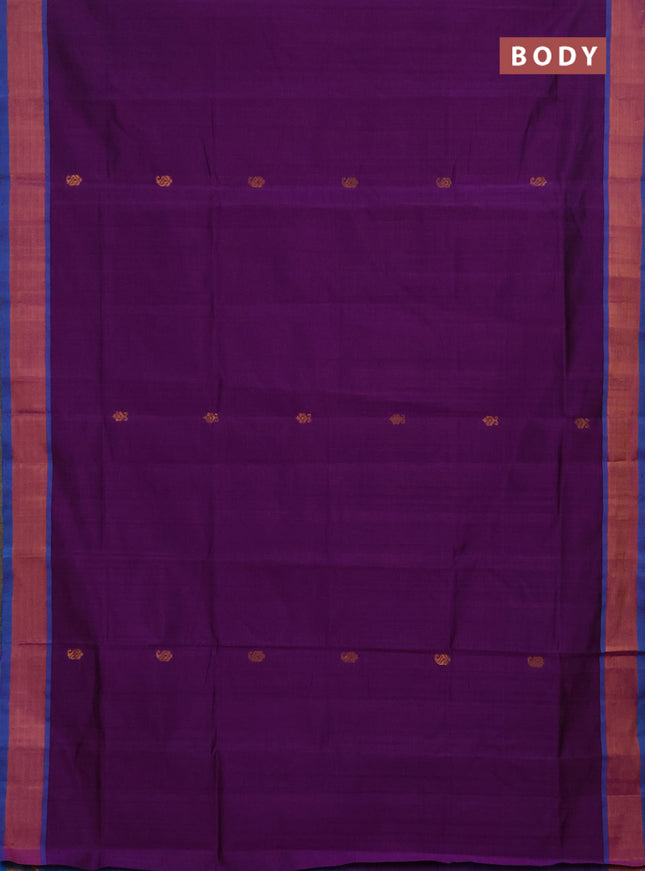 Purple & Cs Blue Semi Silk Cotton Saree - Buttas