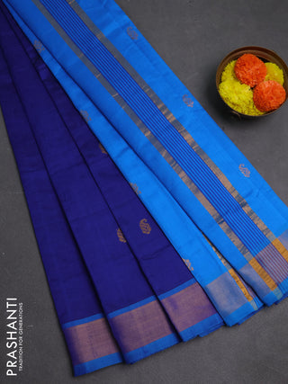 Blue & Cs Blue Semi Silk Cotton Saree - Buttas
