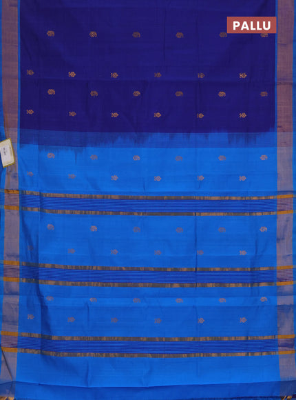 Blue & Cs Blue Semi Silk Cotton Saree - Buttas