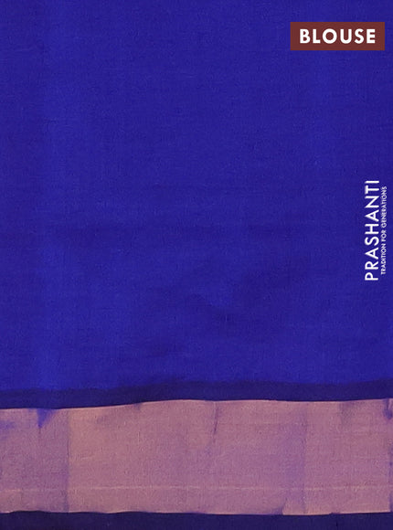 Red & Blue Semi Silk Cotton Saree - Buttas