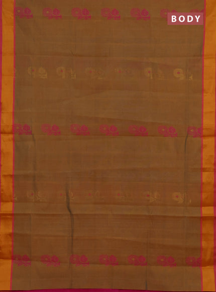 Mustard Yellow & Pink Semi Silk Cotton Saree - Buttas