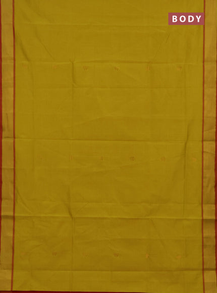 Yellow & Red Semi Silk Cotton Saree -Buttas