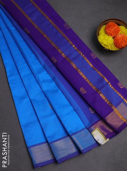 Cs Blue & Violet Semi Silk Cotton Saree - Buttas