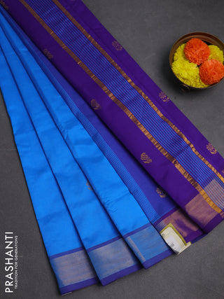 Cs Blue & Violet Semi Silk Cotton Saree - Buttas