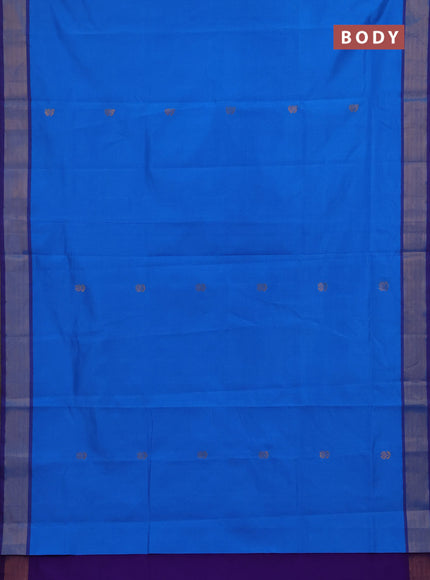 Cs Blue & Violet Semi Silk Cotton Saree - Buttas