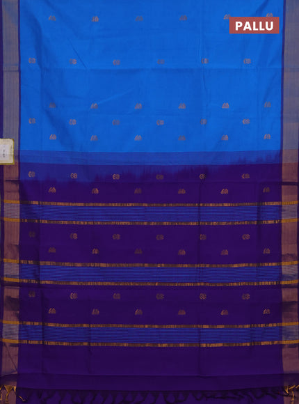 Cs Blue & Violet Semi Silk Cotton Saree - Buttas