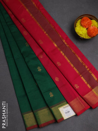 Green & Pink Semi Silk Cotton Saree - Buttas