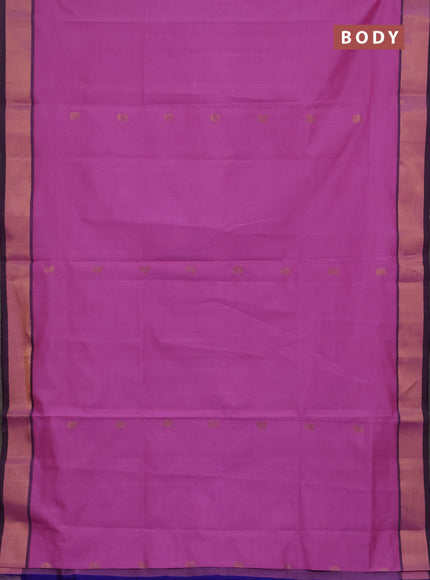 Pink & Blue Semi Silk Cotton Saree - Buttas