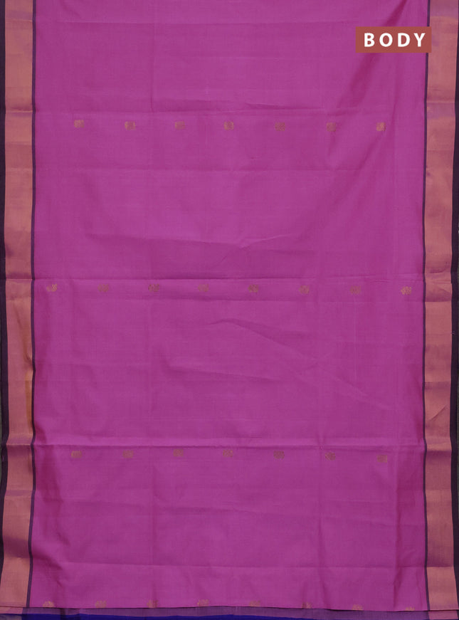 Pink & Blue Semi Silk Cotton Saree - Buttas