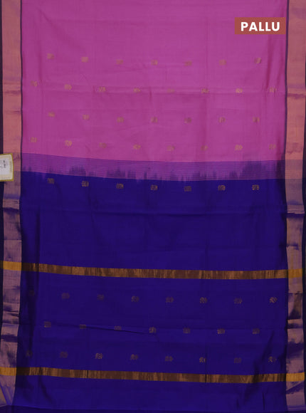 Pink & Blue Semi Silk Cotton Saree - Buttas