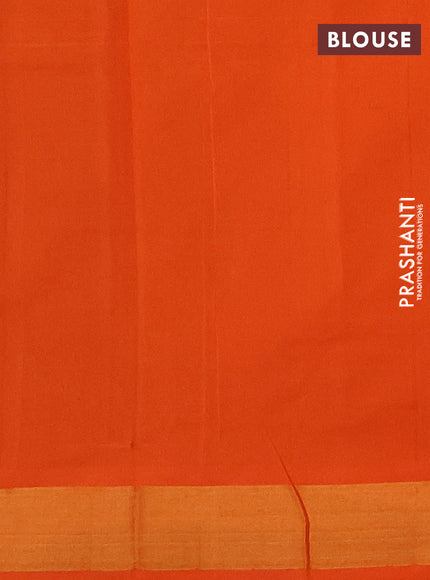Bottle Green & Orange Semi Silk Cotton Saree - Buttas