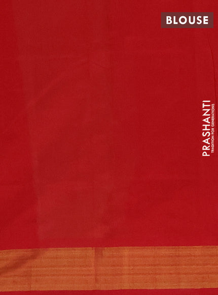 Cream & Red Semi Silk Cotton Saree - Buttas