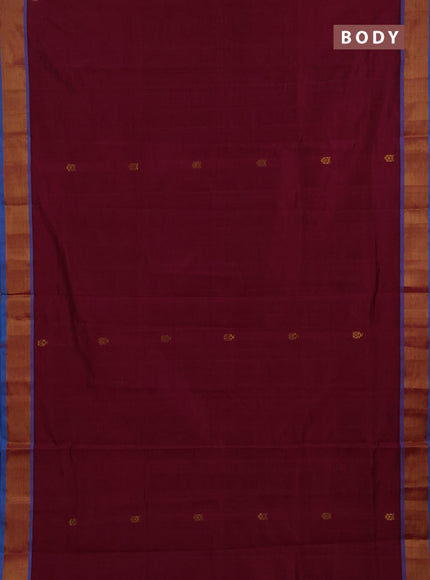 Magenta Pink & Cs Blue Semi Silk Cotton Saree - Buttas