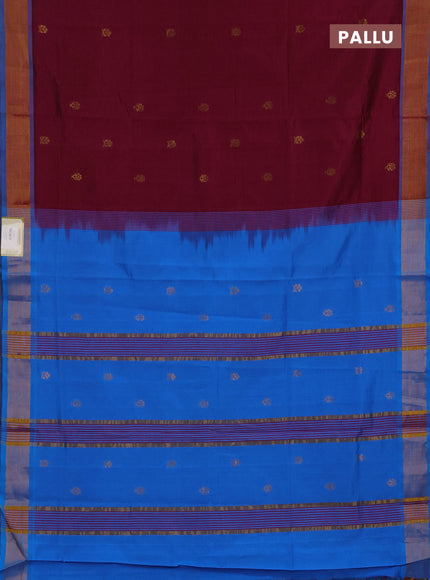 Magenta Pink & Cs Blue Semi Silk Cotton Saree - Buttas
