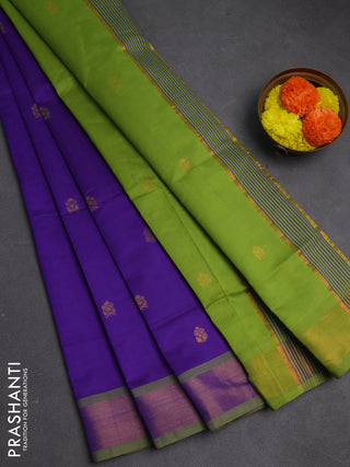 Violet & Green Semi Silk Cotton Saree - Buttas