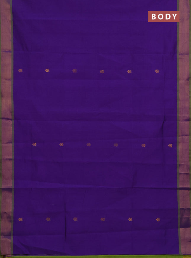 Violet & Green Semi Silk Cotton Saree - Buttas