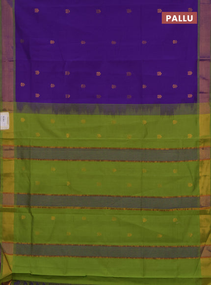 Violet & Green Semi Silk Cotton Saree - Buttas
