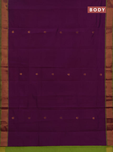 Purple & Green Semi Silk Cotton Saree - Buttas