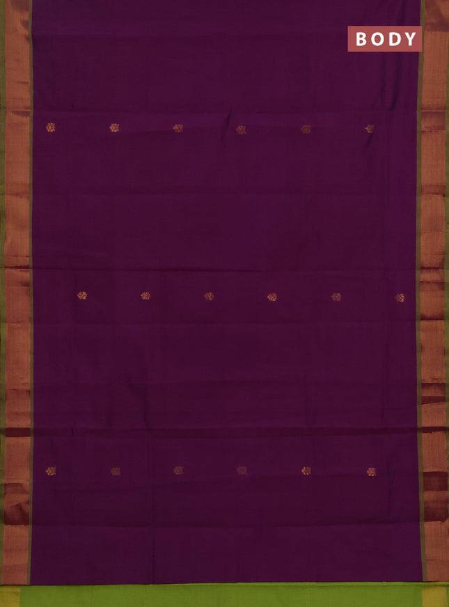 Purple & Green Semi Silk Cotton Saree - Buttas