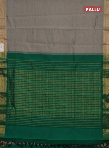 Grey & Green Semi Silk Cotton Saree