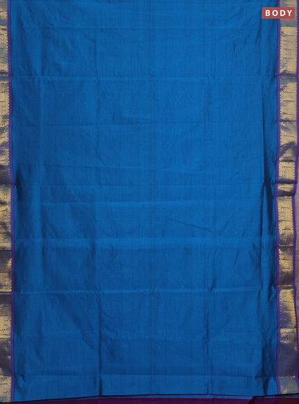 Peacock Blue & Purple Semi Silk Cotton Saree