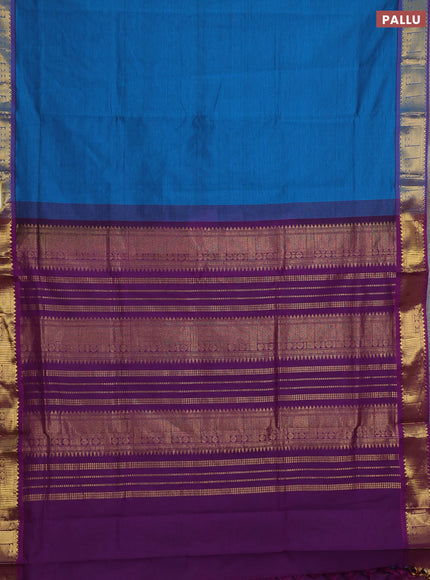 Peacock Blue & Purple Semi Silk Cotton Saree