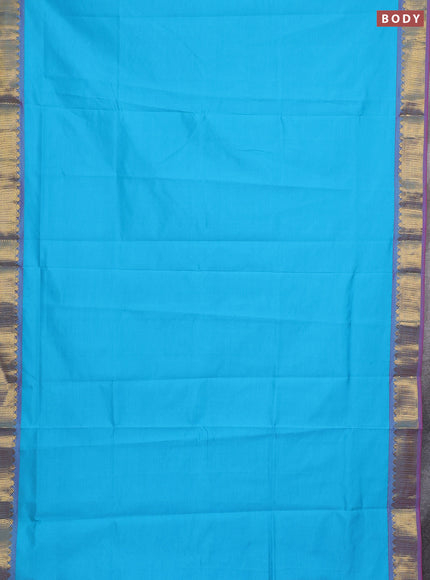 Sky Blue & Pink Semi Silk Cotton Saree