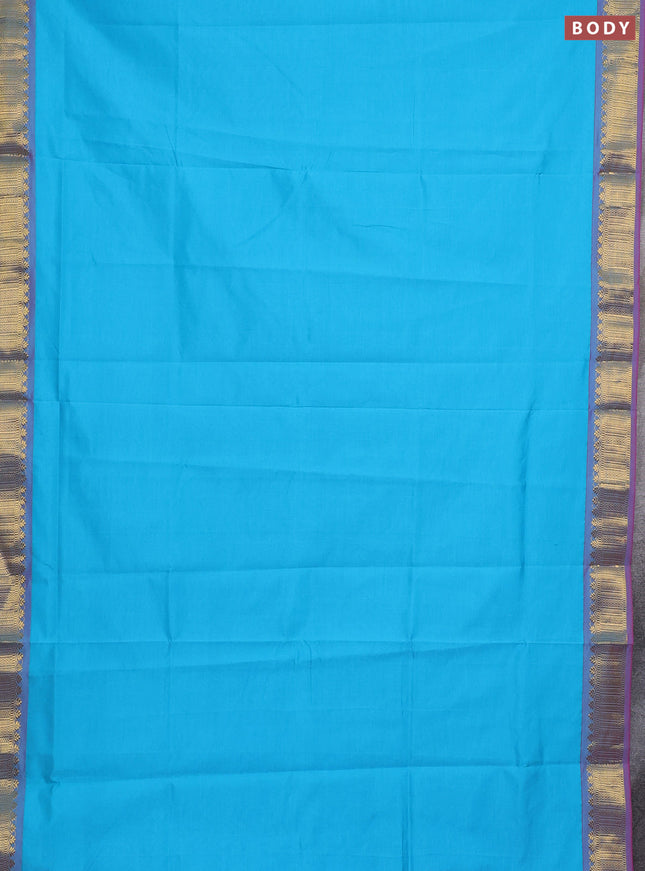 Sky Blue & Pink Semi Silk Cotton Saree