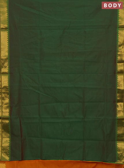 Green & Mustard Yellow Semi Silk Cotton Saree