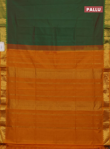 Green & Mustard Yellow Semi Silk Cotton Saree