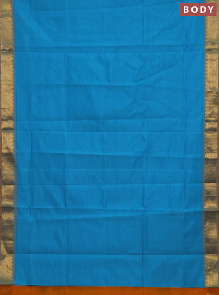 Sky Blue & Mustard Yellow Semi Silk Cotton Saree