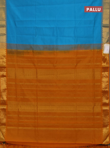 Sky Blue & Mustard Yellow Semi Silk Cotton Saree
