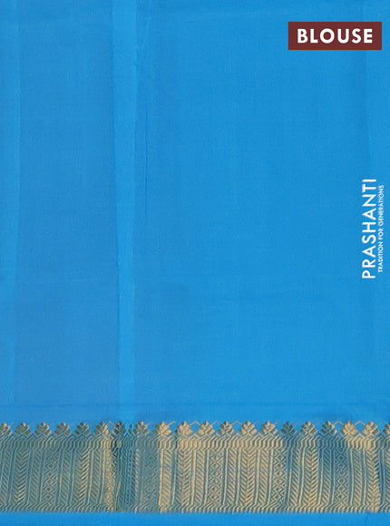 Peach Orange & Sky Blue Semi Silk Cotton Saree