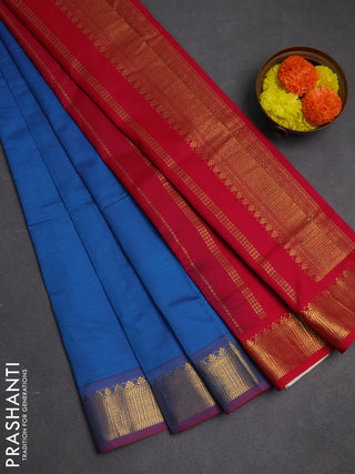 Blue & Pink Semi Silk Cotton Saree