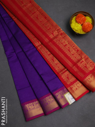 Purple & Red Semi Silk Cotton Saree