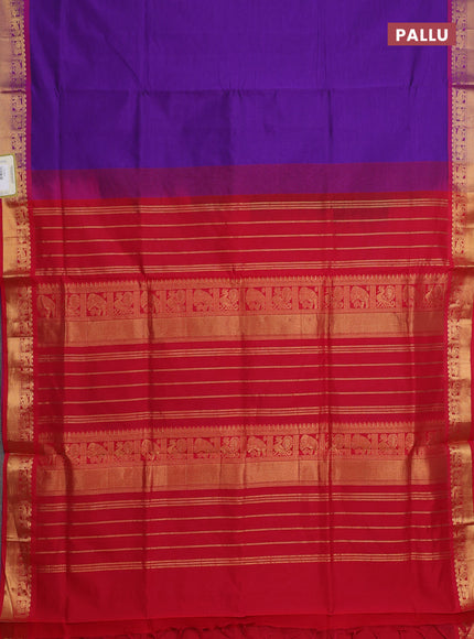 Purple & Red Semi Silk Cotton Saree