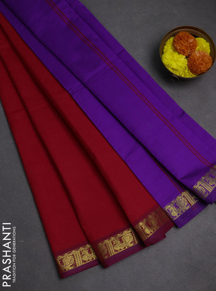 Red & Purple Semi Silk Cotton Saree