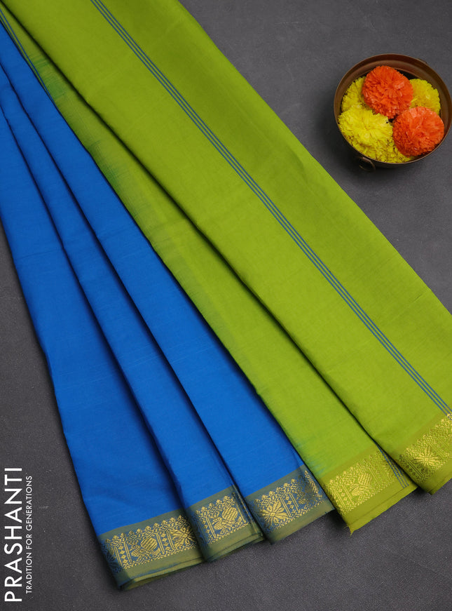 Cs Blue & Green Semi Silk Cotton Saree