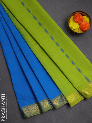Cs Blue & Green Semi Silk Cotton Saree