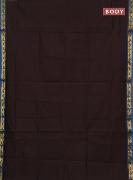 Coffee Brown & Cs Blue Semi Silk Cotton Saree