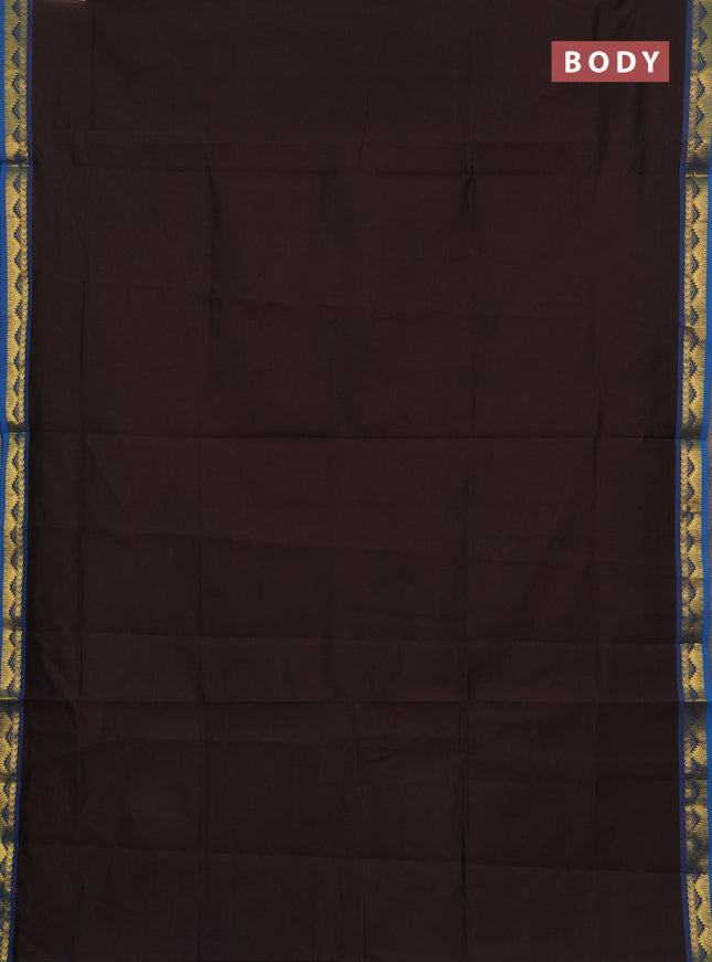 Coffee Brown & Cs Blue Semi Silk Cotton Saree