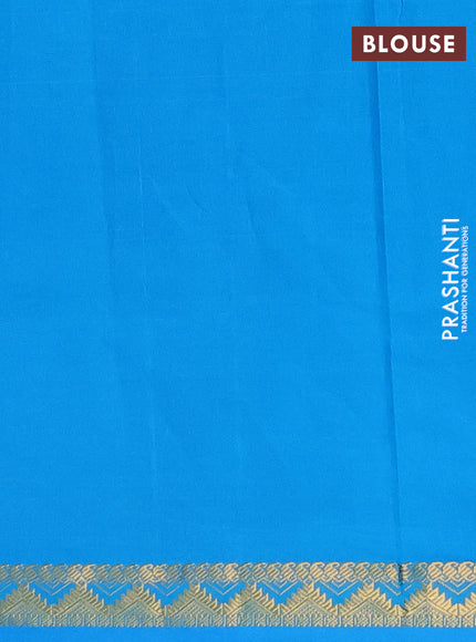 Coffee Brown & Cs Blue Semi Silk Cotton Saree